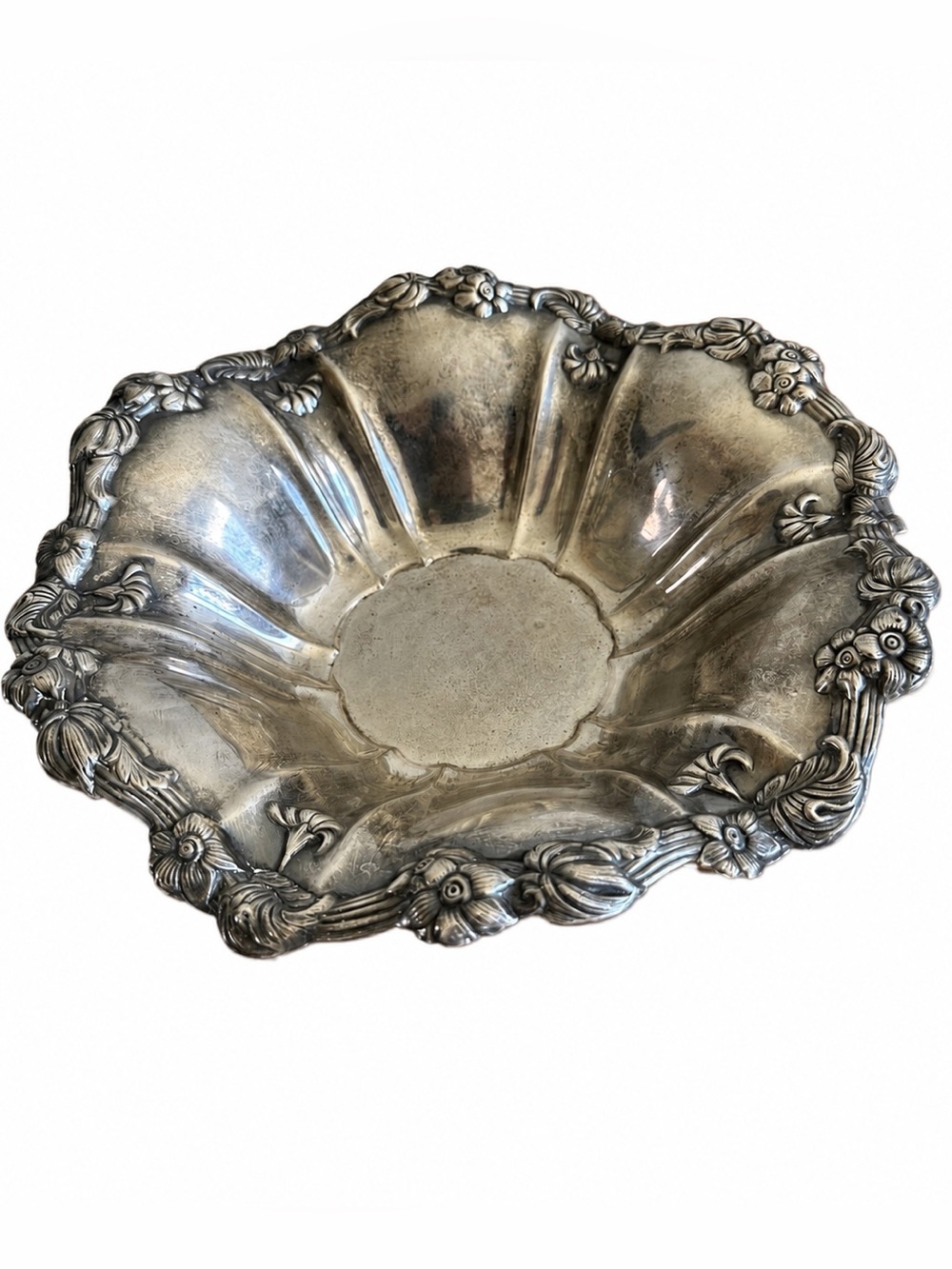 Vintage Silver Plated Footed Bowl Floral Scroll Centerpiece Compote